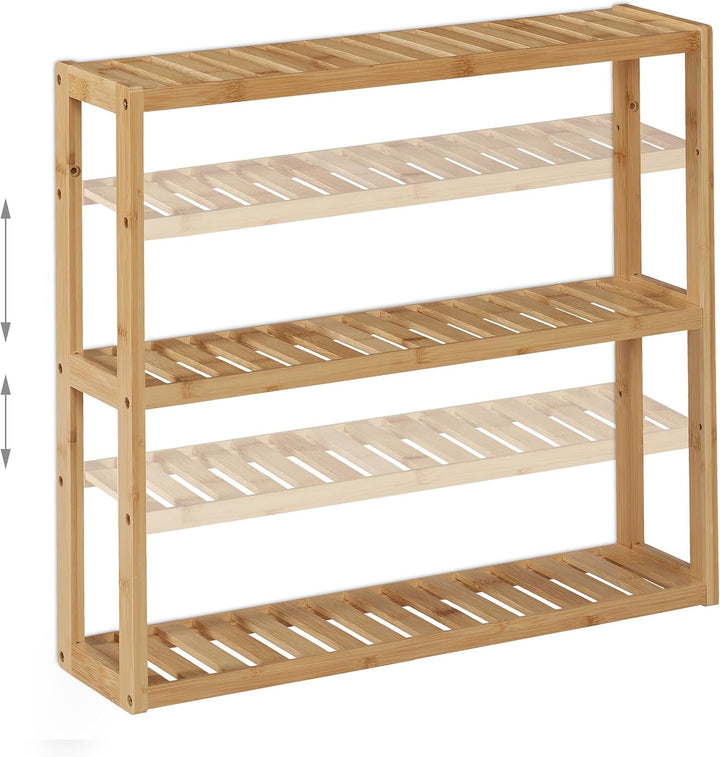 Relaxdays Badregal Bambus, 3 Ablagen, schmales Hängeregal, Natur | höhenverstellbar, HBT: 54 x 60 x