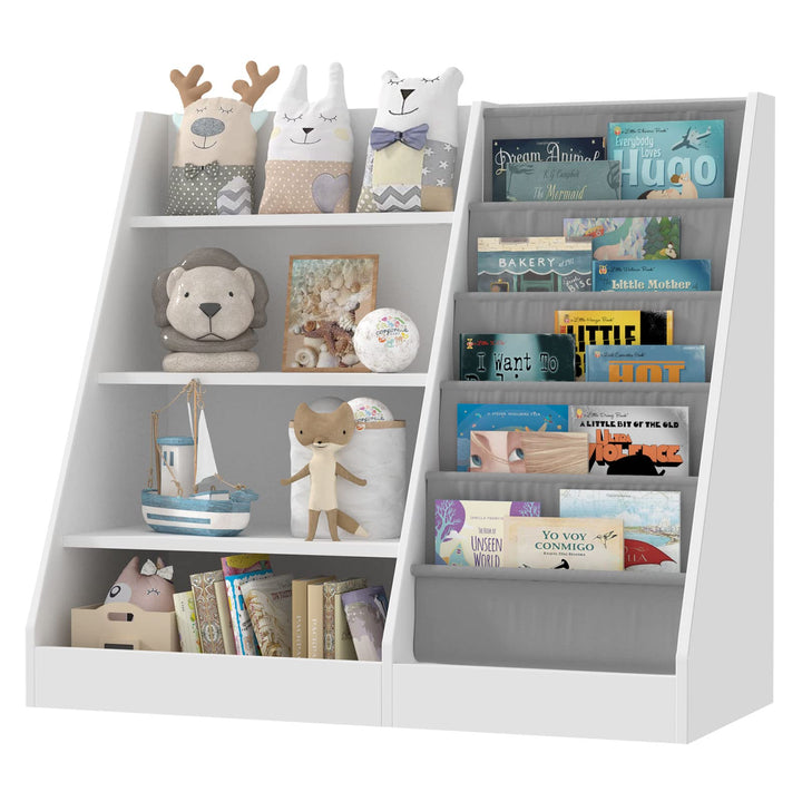 Kinderregal Bücherregal für Kinder 90x40x80cm, mit 5 Ablage und 4 offenen Fächern, Holz, Spielzeugre