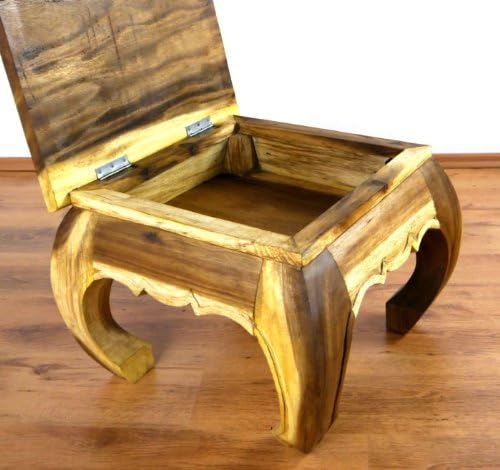 livasia aufklappbarer Opiumtisch, Massivholztisch, Beistelltisch, Couchtisch (Natur), Natur