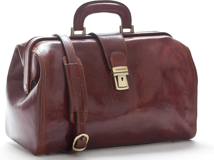 DD Firenze Leder Arzttaschen - D&D0205 Bicolor - Made in Italy Rot - Braun, Rot - Braun