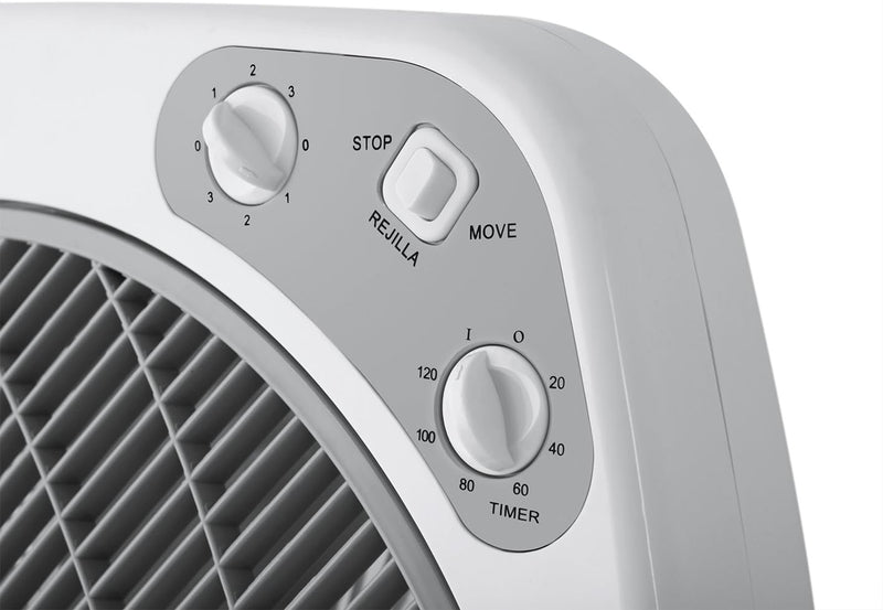 Orbegozo BF 0140 - Ventilator Box Fan mit 3 Geschwindigkeiten, Drehfunktion, Timer, Blattgrösse von