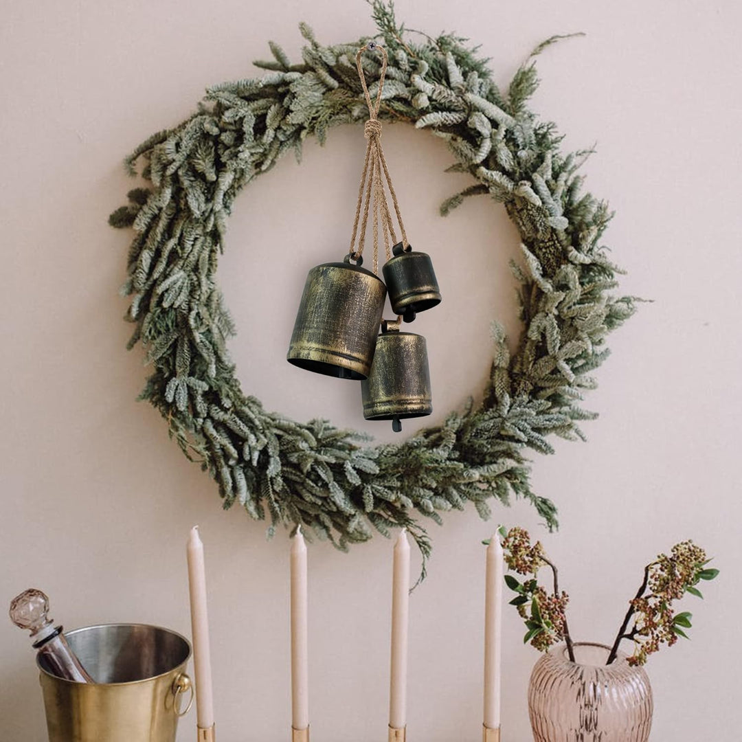 KPCB Weihnachtsglocke Windspiele Hanging Vintage Bells Garden Set mit 3 Rustikalen Bronzeglocken Dek
