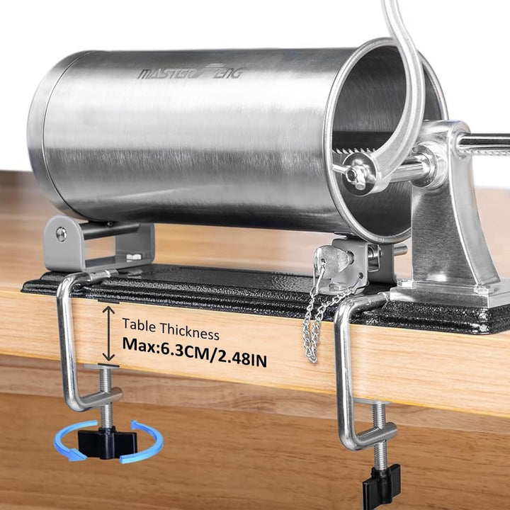 MASTER FENG 6 LBS Wurstfüllmaschine Horizontale Füllmaschine aus Edelstahl mit 8 Fülltrichtern und 1