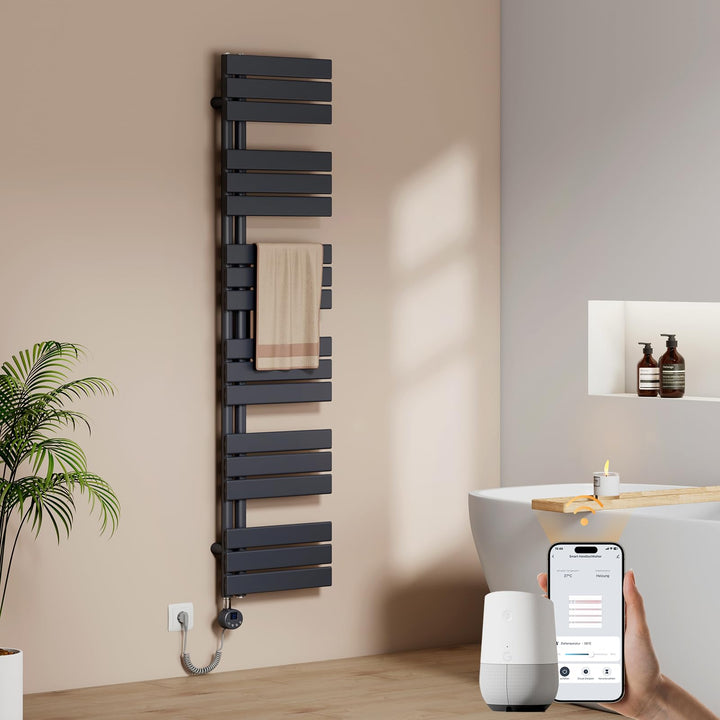 EMKE WiFi Handtuchheizkörper Elektrisch 1599x400 mm - Flach Badheizkörper Elektrisch, Elektrischer H