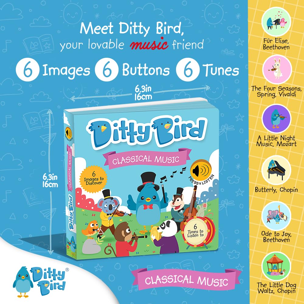 Ditty Bird | Classical Music | Interactive Sound Book for toddlers 1- 3 | Music for Baby | Musical b