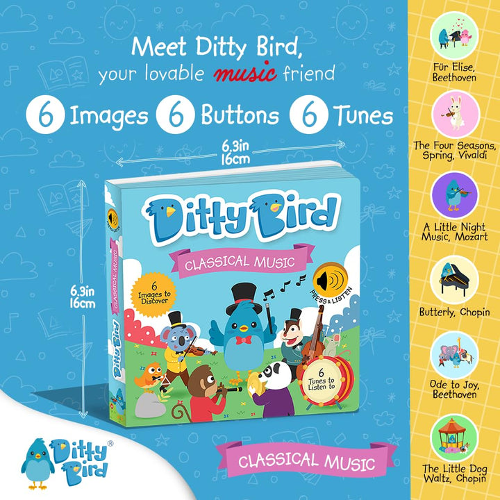 Ditty Bird | Classical Music | Interactive Sound Book for toddlers 1- 3 | Music for Baby | Musical b