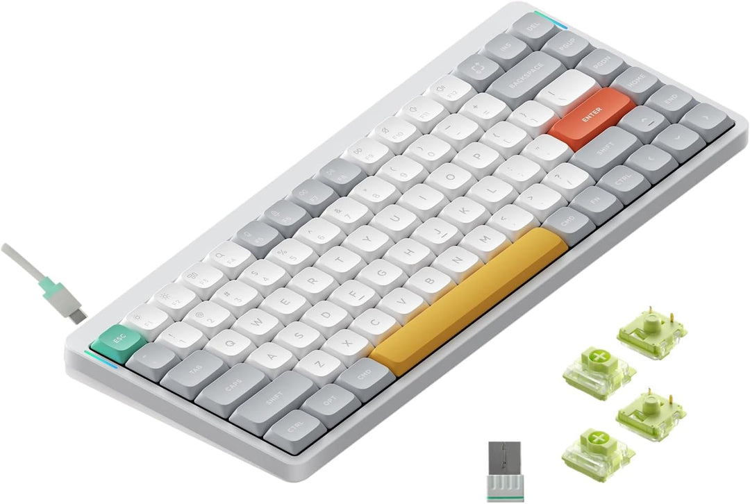 nuphy Air75 V2 Kabellose mechanische Tastatur, 84 Tasten RGB Hot-Swap Tastatur, unterstützt Bluetoot