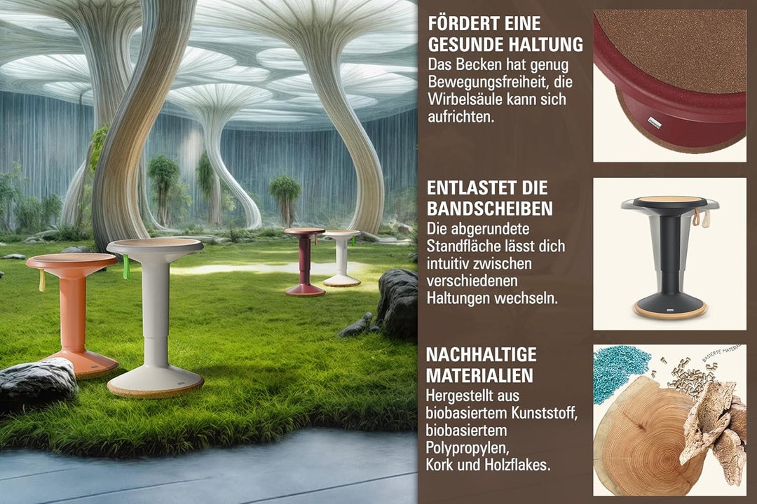 Interstuhl UPis1 - ergonomischer Sitzhocker mit Schwingeffekt - höhenverstellbar - Hocker mit rutsch