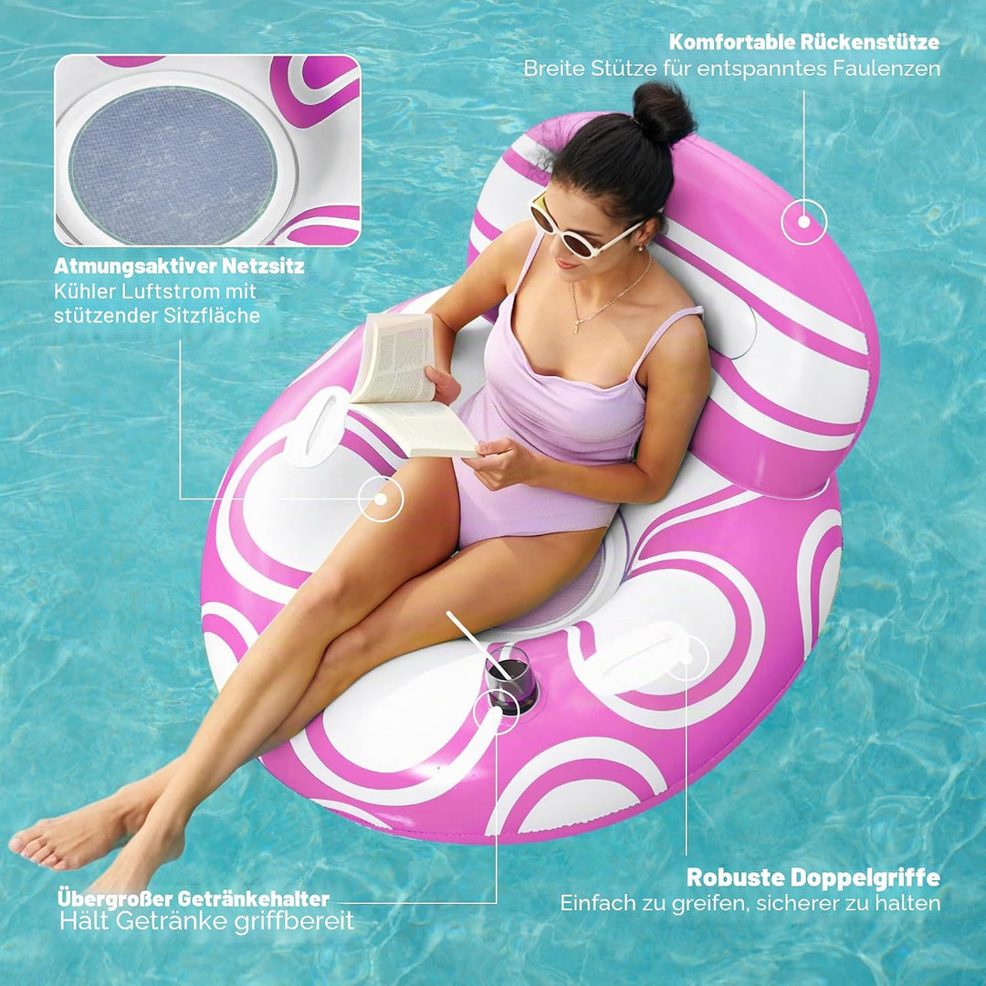Sloosh aufblasbare Pool Float mit grosser Rückenlehne, Riesige Wasser Pool Luftmatratze Pool Schwimm