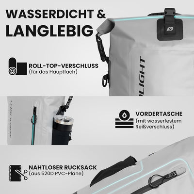 Nordlight Wasserdichter Rucksack Roll Top 25L - Hybrid 25" | Dry Bag Rucksack mit 15 Zoll Laptopfach