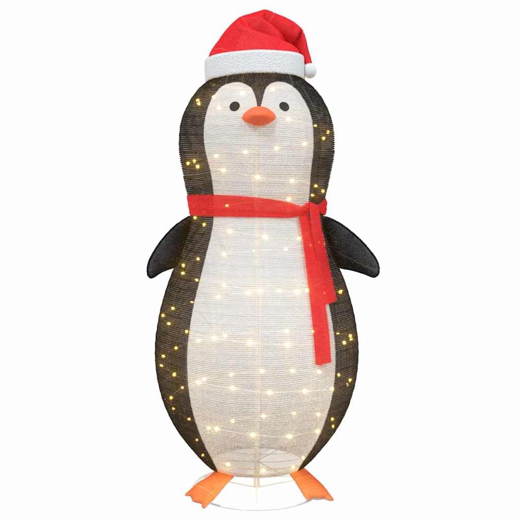 vidaXL Schnee-Pinguin Figur mit 600 LEDs Warmes Weiss 78 x 178 cm Stoff, Moderne Weihnachtsdekoratio