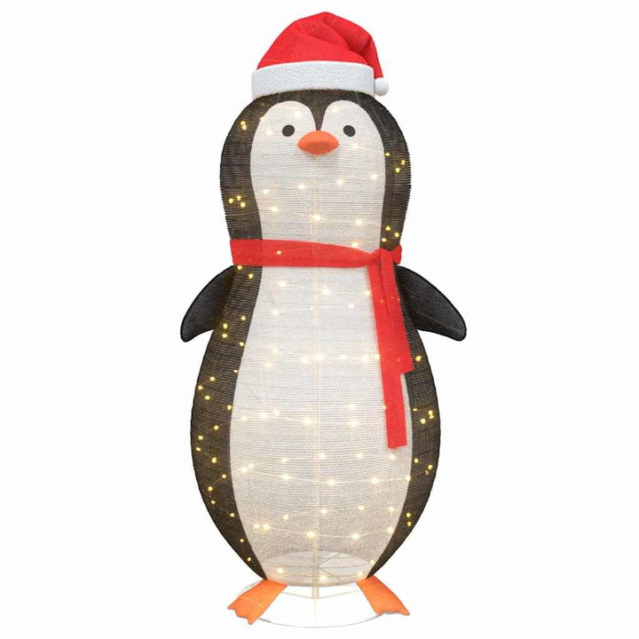 vidaXL Schnee-Pinguin Figur mit 600 LEDs Warmes Weiss 78 x 178 cm Stoff, Moderne Weihnachtsdekoratio