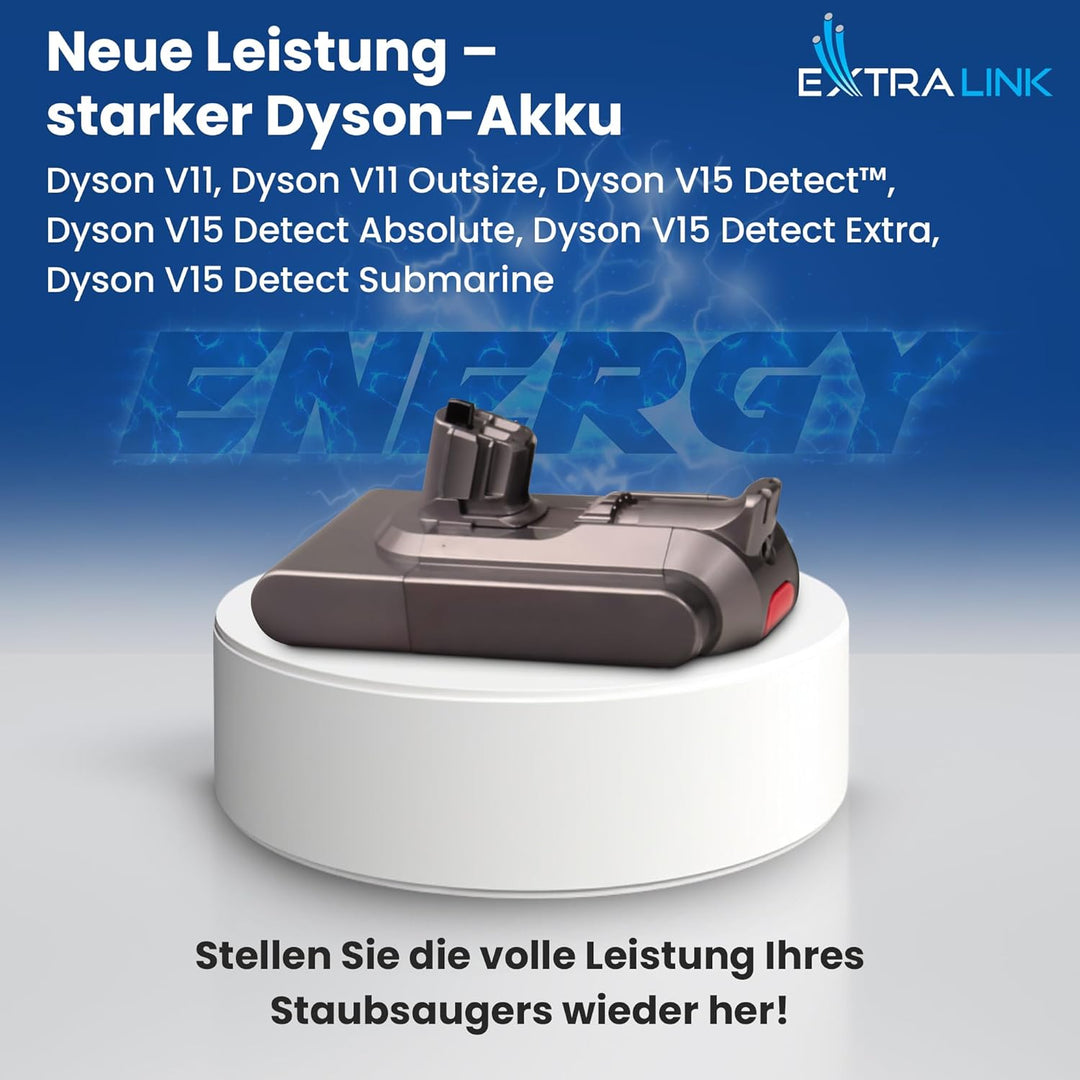 Extralink Akku für Dyson V15 Detect Staubsauger – 25,2V 3000mAh Ersatzakku, Lange Laufzeit, Li-Ion B