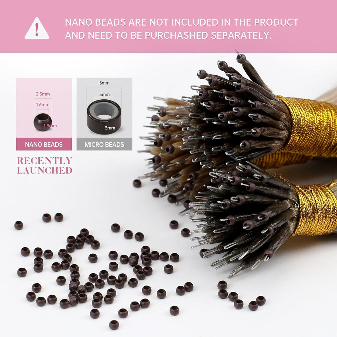 YoungSee Nanoring Extensions Braun Blond Nanoring Extensions Echthaar Lang 60cm Nanoring Hair Extens