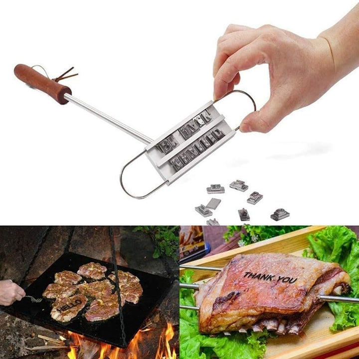 BBQ Branding Eisen Werkzeug Set, Barbecue Branding Iron Signature Name Marking Stamp Tool mit 55 Buc