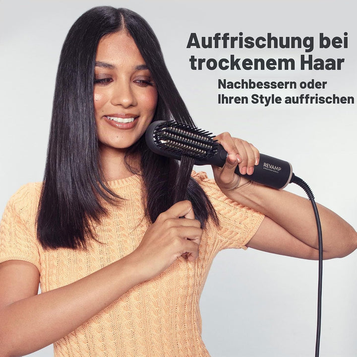 Revamp Progloss Deepform Keramik Glättbürste - Haarbürste & Glätteisen/Haarglätter in einem, für nas