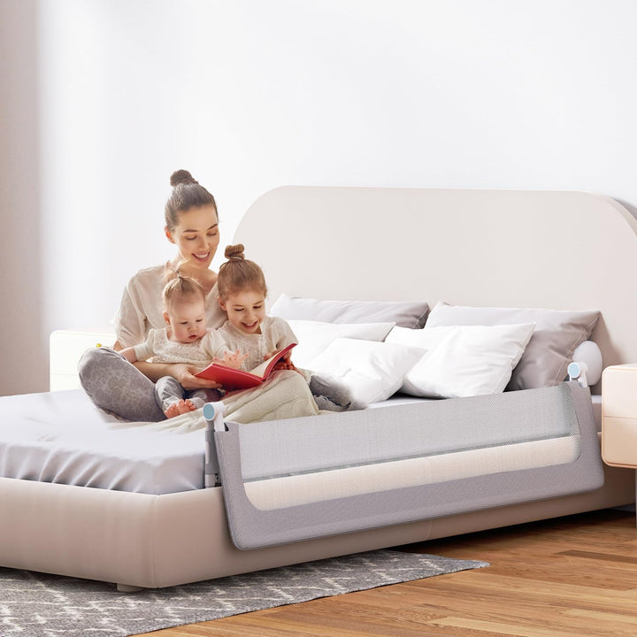 180 cm Bettgitter Rausfallschutz Klappbar, 72-86 cm höhenverstellbar Rausfallschutz Kinderbett, zusa