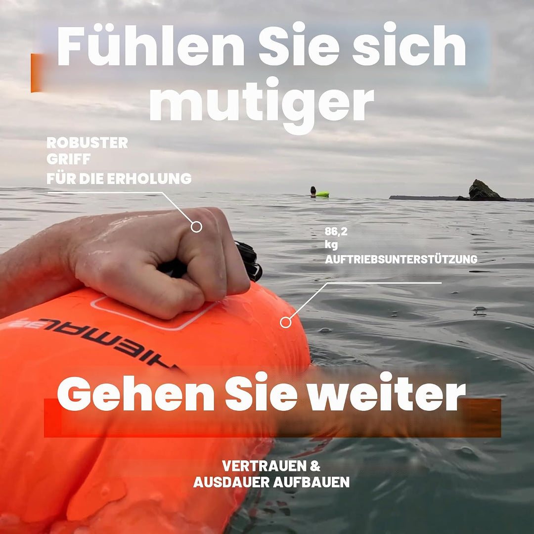 Schwimmboje für offene Gewässer, 15 l, vollständig wasserdicht, Schwimmblase – super sicher mit höhe