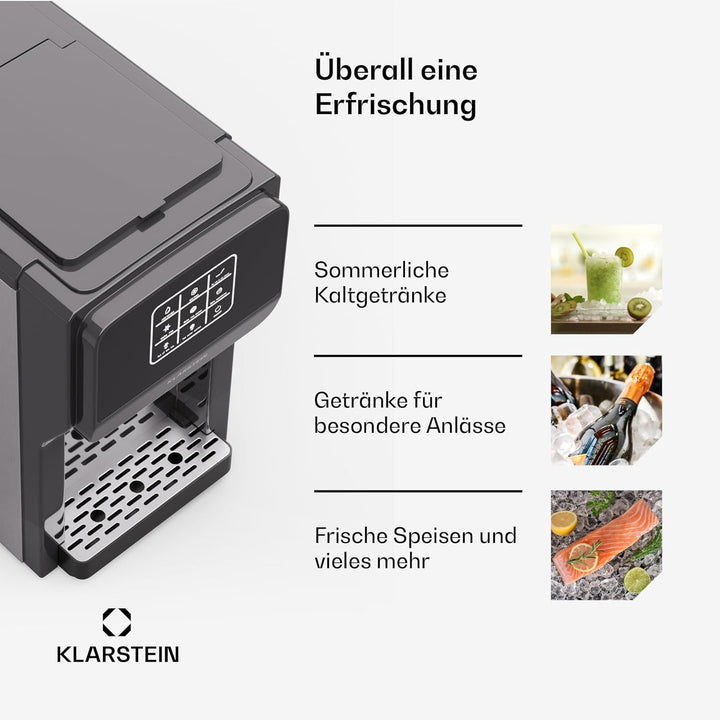 Klarstein ArcticBlend 3in1 Eiswürfelmaschine – 20 kg/24 h, Kugeleis & Crushed Ice, Wasserspender, 6-
