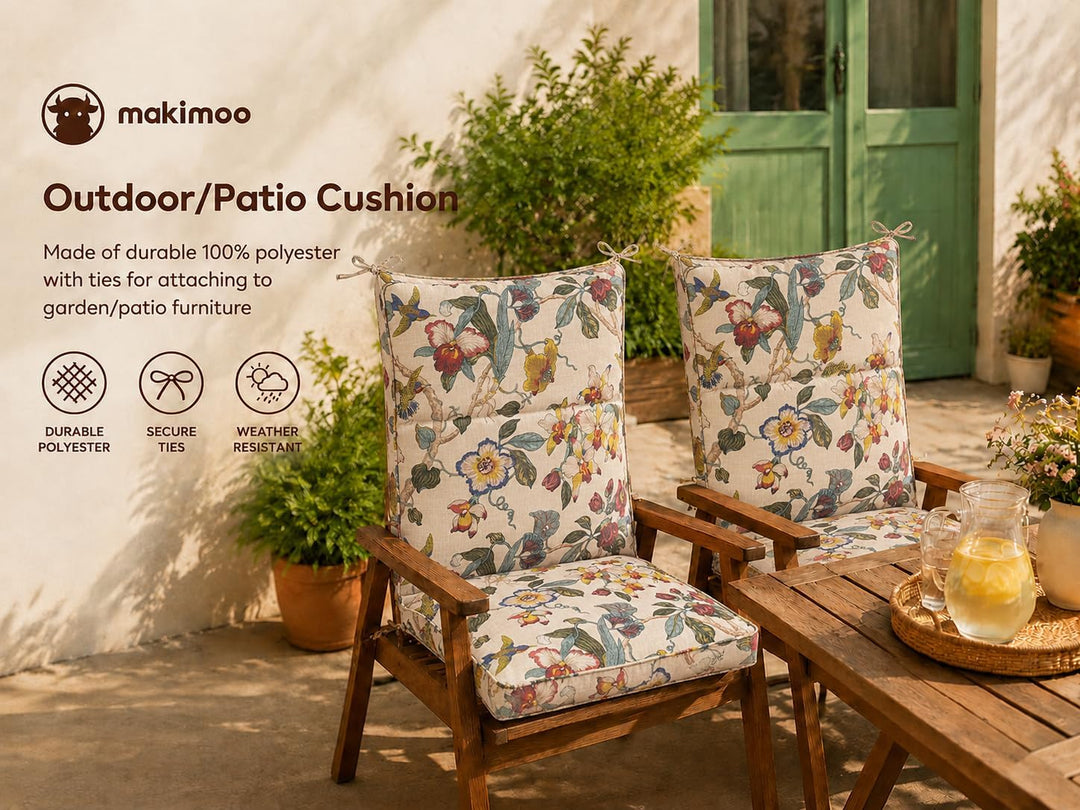 Makimoo Set mit 4 Outdoor Gartenstuhlauflagen, Gartenstuhl Kissen, 110 x 52,5 x 11,5 cm, Sitzkissen
