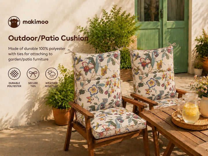 Makimoo Set mit 4 Outdoor Gartenstuhlauflagen, Gartenstuhl Kissen, 110 x 52,5 x 11,5 cm, Sitzkissen