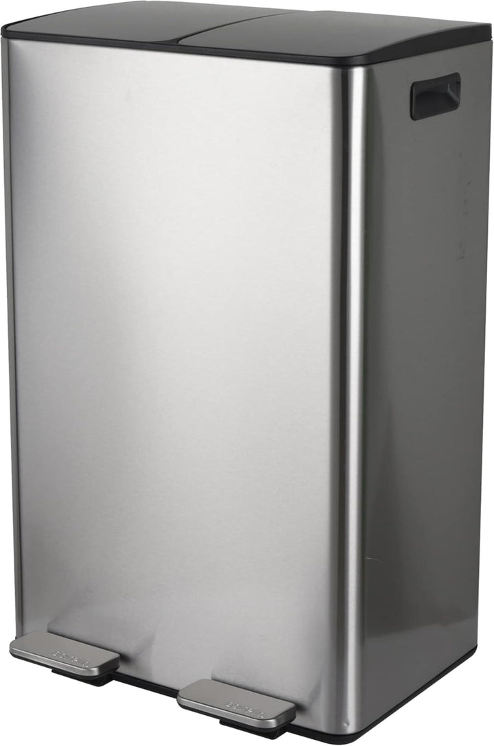 Spirella – Küchenabfalleimer, 60 l Fassungsvermögen (2 x 30 l) mit Pedal – Modell Aliya – Gebürstete