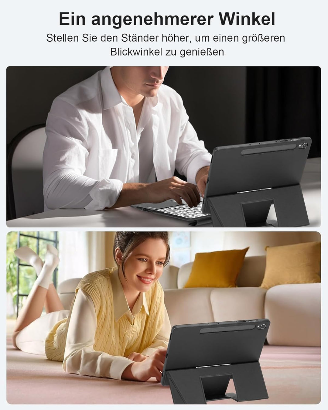 Occtingkind, Ergonomische Hülle mit Tastatur für Samsung Galaxy Tab S10 FE/S9 FE/S9 10,9/11 Zoll 202