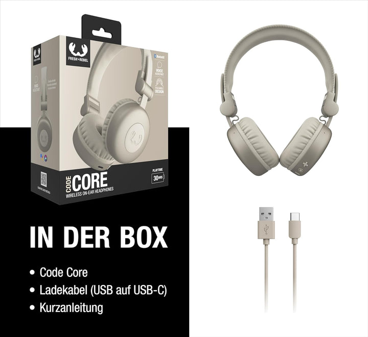 Fresh 'n Rebel Code Core, Bluetooth-Kopfhörer on-Ear, kabellos, 30 Stunden Spielzeit, mit Mikrofon u