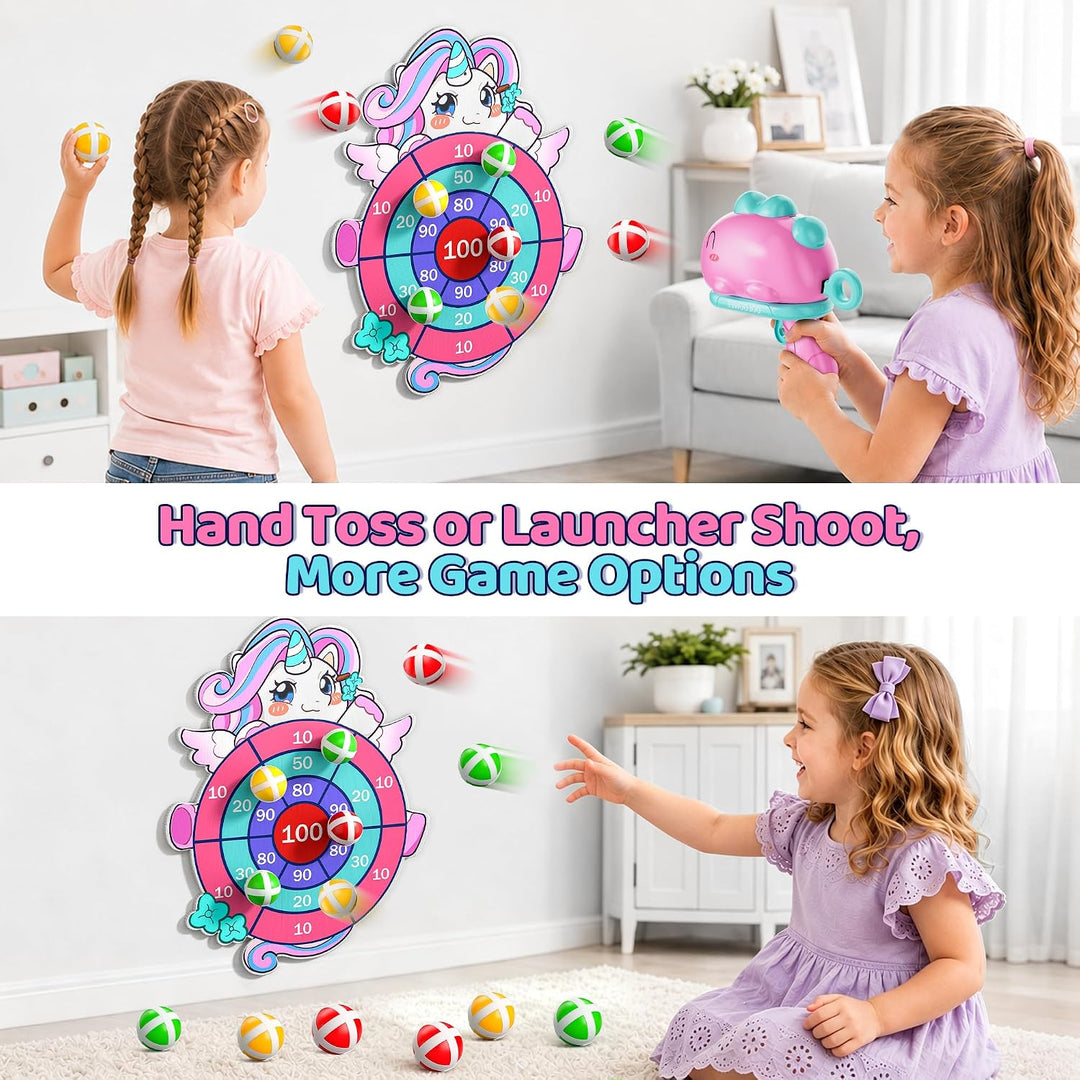 Dino Klettball-Spielzeug mit Einhorn-Zielscheibe für Mädchen ab 3 Jahren Rosa, Rosa
