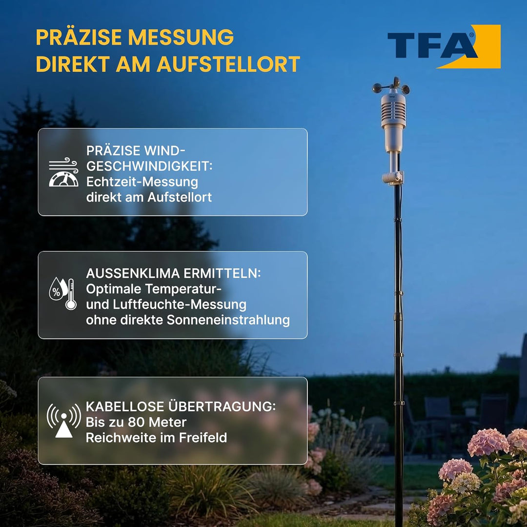 TFA Dostmann Spring Breeze Funk-Wetterstation, 35.1140.01, mit Farbdisplay, Wettervorhersage mit Ala