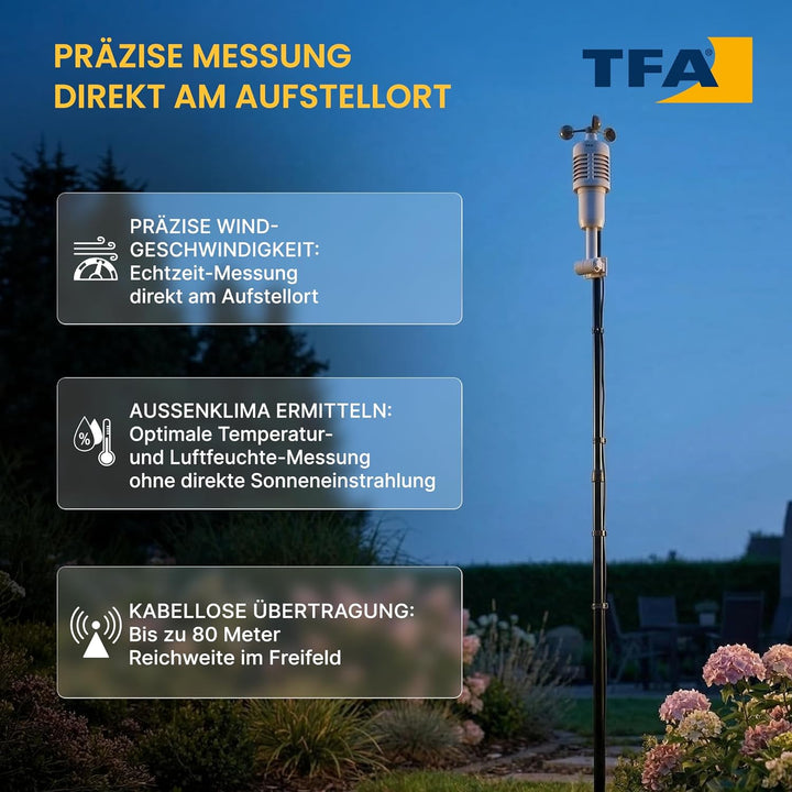 TFA Dostmann Spring Breeze Funk-Wetterstation, 35.1140.01, mit Farbdisplay, Wettervorhersage mit Ala