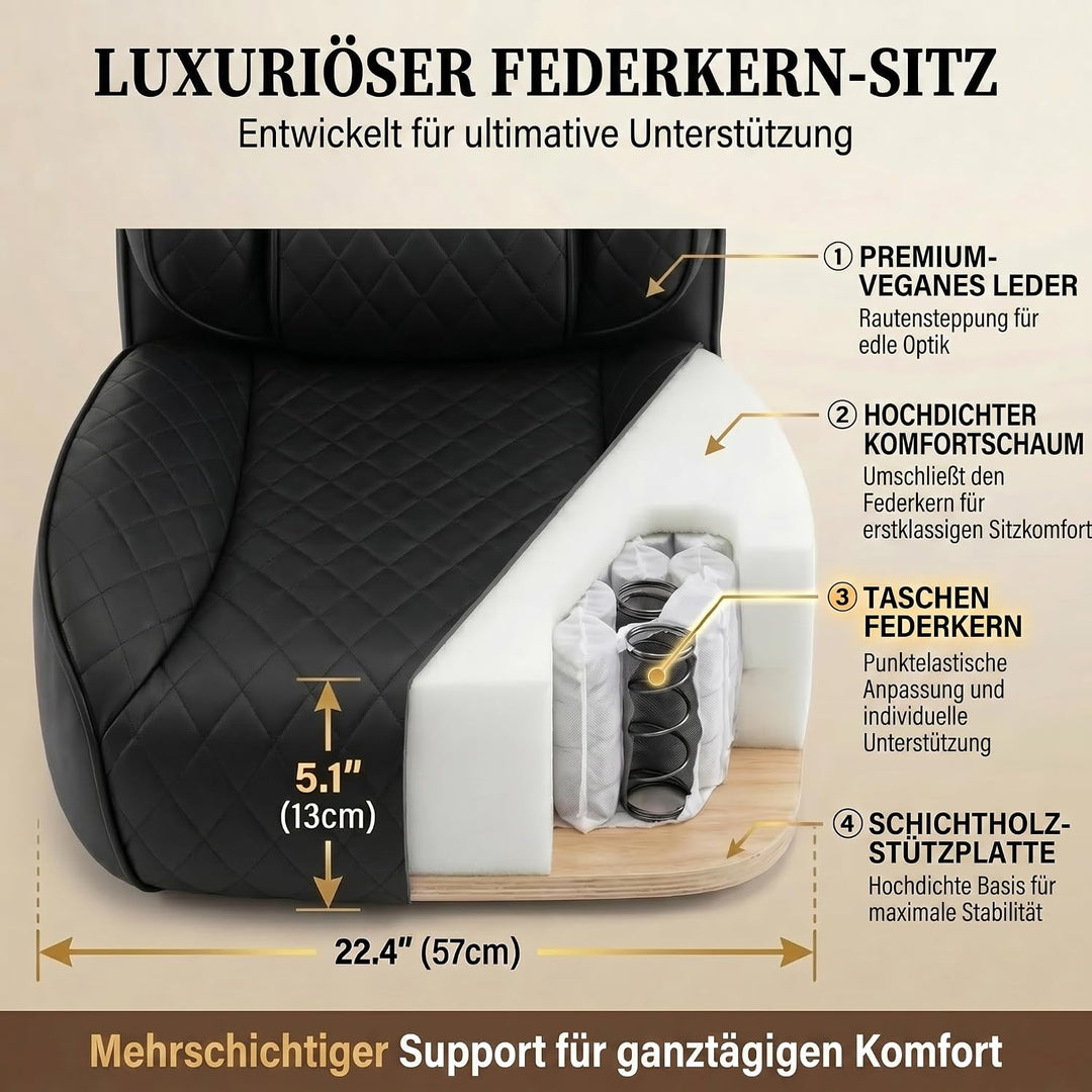 EXCEBET XXL Chefsessel bis 180kg Belastbar, Ergonomischer Bürostuhl mit Taschenfederkern, Breiter Dr