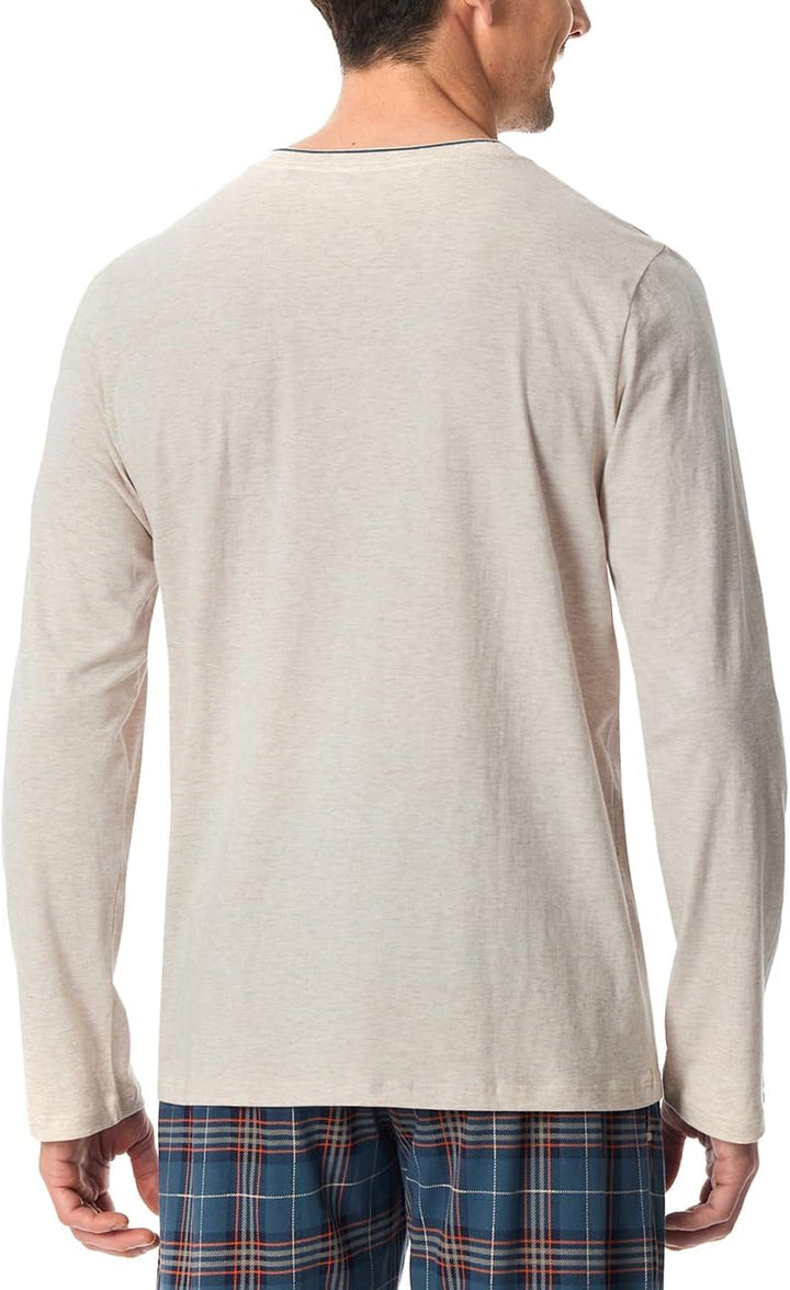 Schiesser Herren Schlafshirt Langarm Rundhals-Mix + Relax Pyjamaoberteil 48 Beige-mel._182042, 48 Be