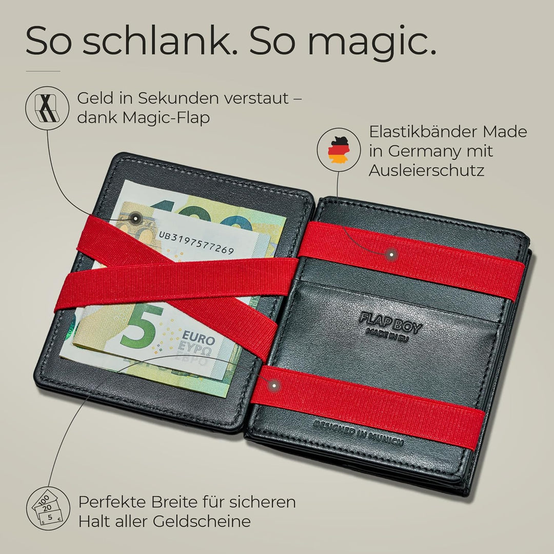 Jaimie Jacobs Flap Boy Das Original Magic Wallet mit Münzfach RFID-Schutz Magischer Geldbeutel Portm
