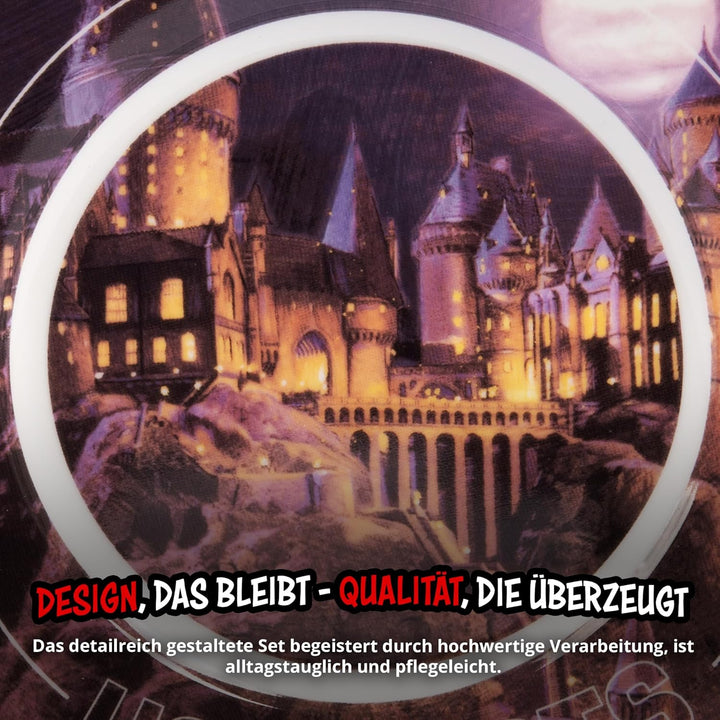 United Labels Harry Potter Frühstücksset Kinder, mit Hogwarts Motiv, Geschirr Set Porzellan, 3-teili
