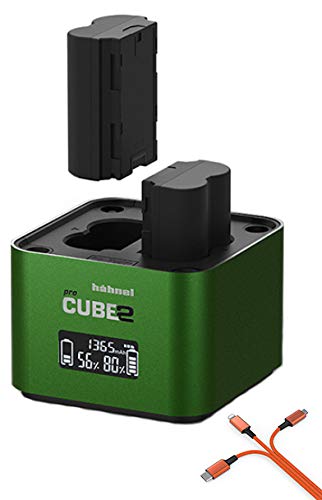 Hähnel Pro Cube 2 Doppelladegerät für DSLR-Kamera Akkus, mit Mingon-Einsatz, Display und Autoladeger