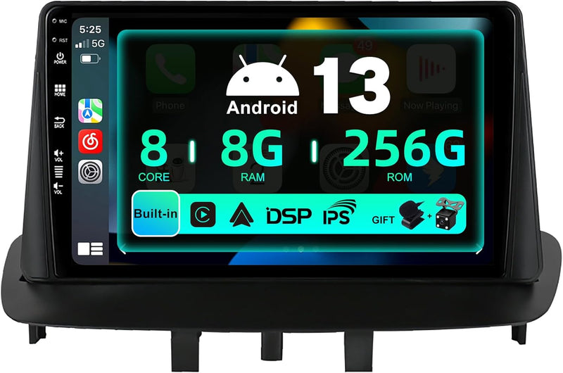 SXAUTO ¦8G+256G¦ Android 12 IPS Autoradio für Renault Megane 3 (2008-2014) - Eingebaut Carplay/Andro