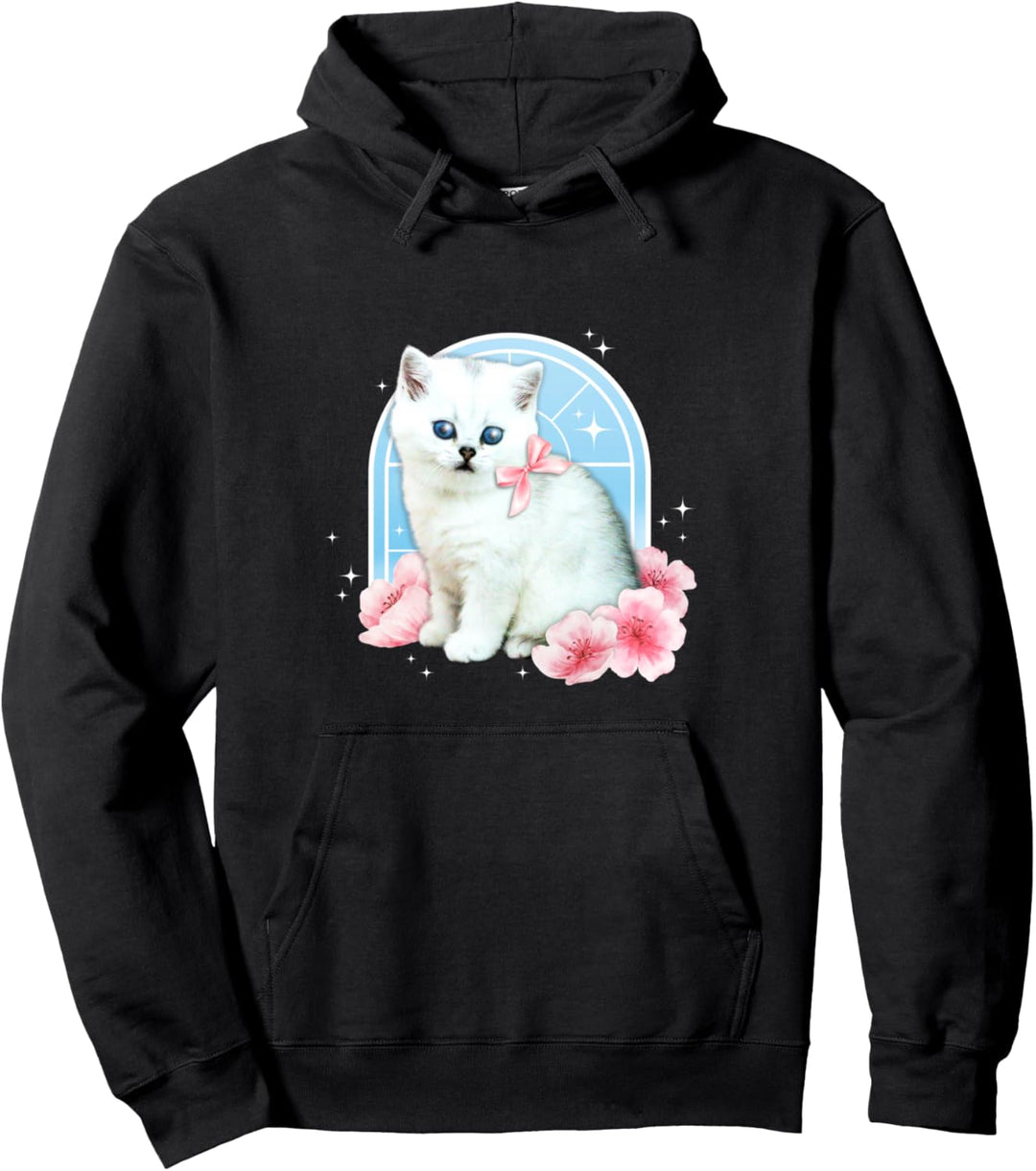 Niedliche y2k Ästhetische Katze Schmetterling Fee Cyber 2000er Grafik Pullover Hoodie