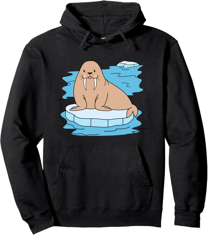Fröhliches Walross auf Eisscholle Damen Herren Pullover Hoodie