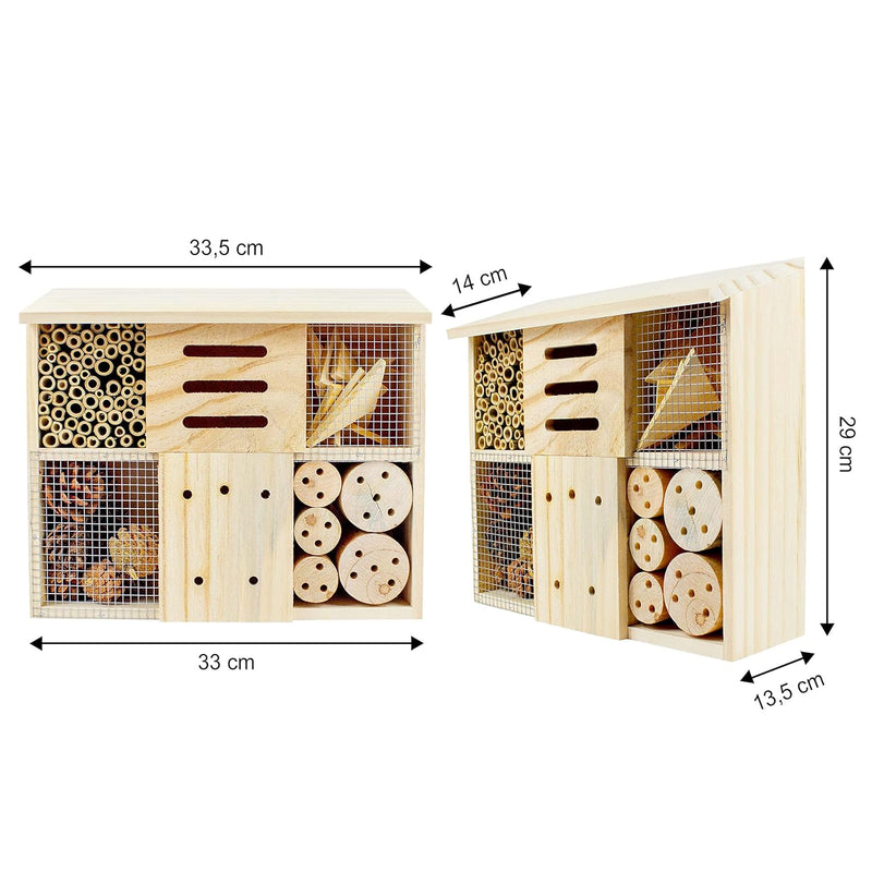 FeldundStall Insektenhotel klein für Garten, Balkon und Terasse - Wetterfestes Insektenhaus zum Aufh