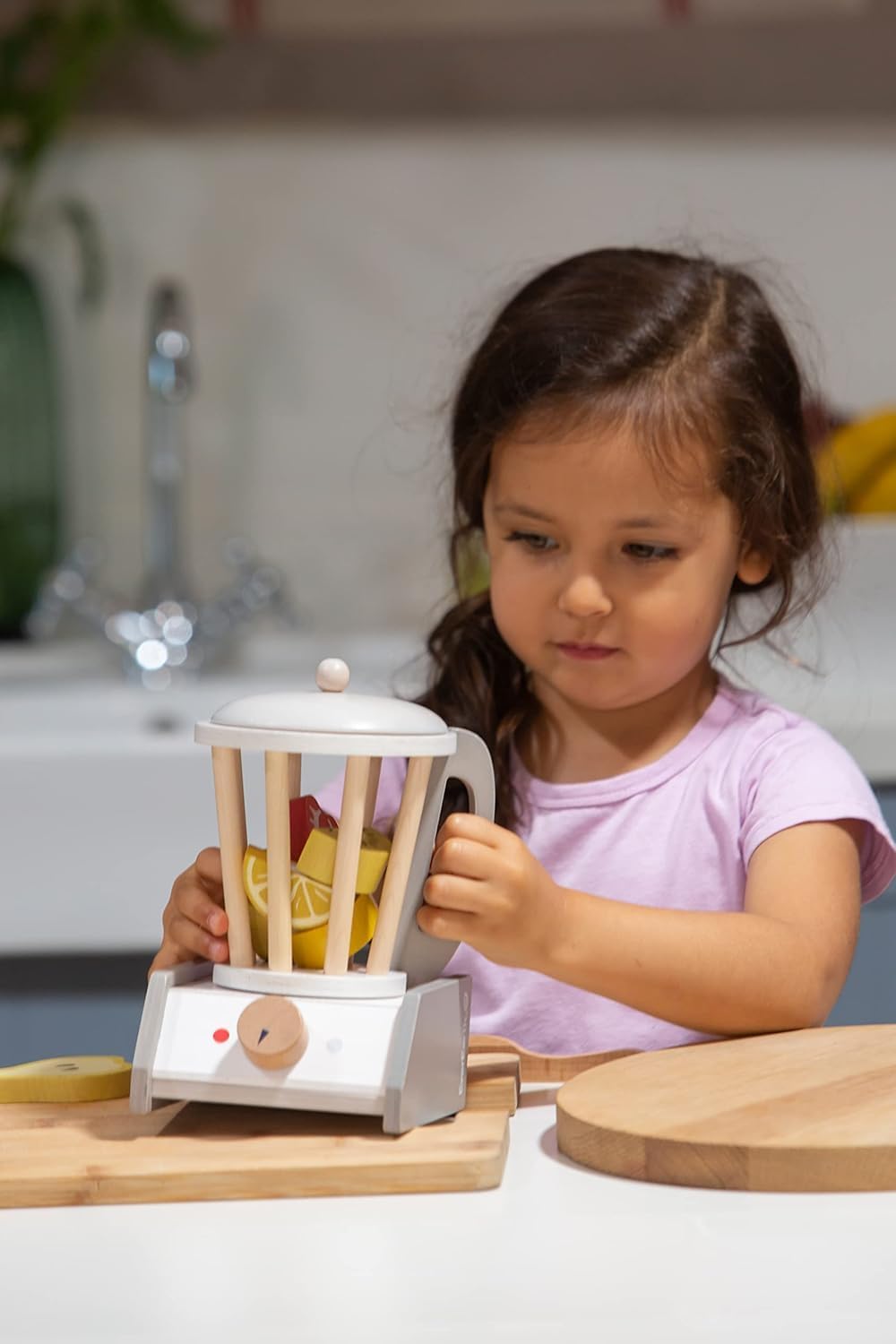 EverEarth Kinder Smoothie Mixer Spielset mit Früchten und Zubehör - Kindermixer Holzspielzeug Set fü