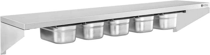 Royal Catering RCWR-5 GN1/4 Gewürzbord Edelstahl 120 cm 3,5 cm Stärke Bordstärke 5 GN 1/4 Gewürzstän