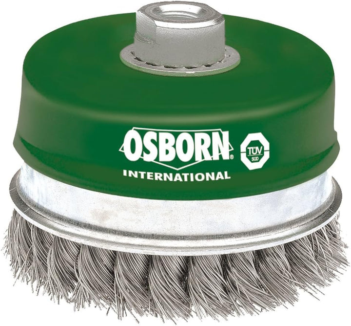 Osborn Topfbürste für Winkelschleifer 180 mm, Durchmesser 100 mm, Gewinde M 14 x 2, gezopfter rostfr