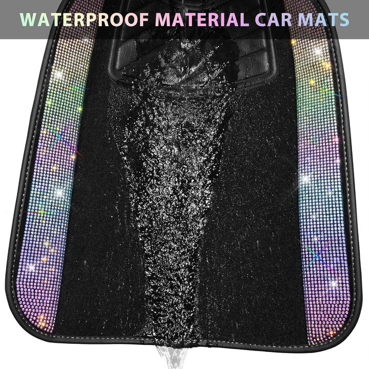 CAR PASS Auto-Fussmatten mit glitzernden Strasssteinen, wasserdicht, rutschfest, PVC-Fersenpolster,