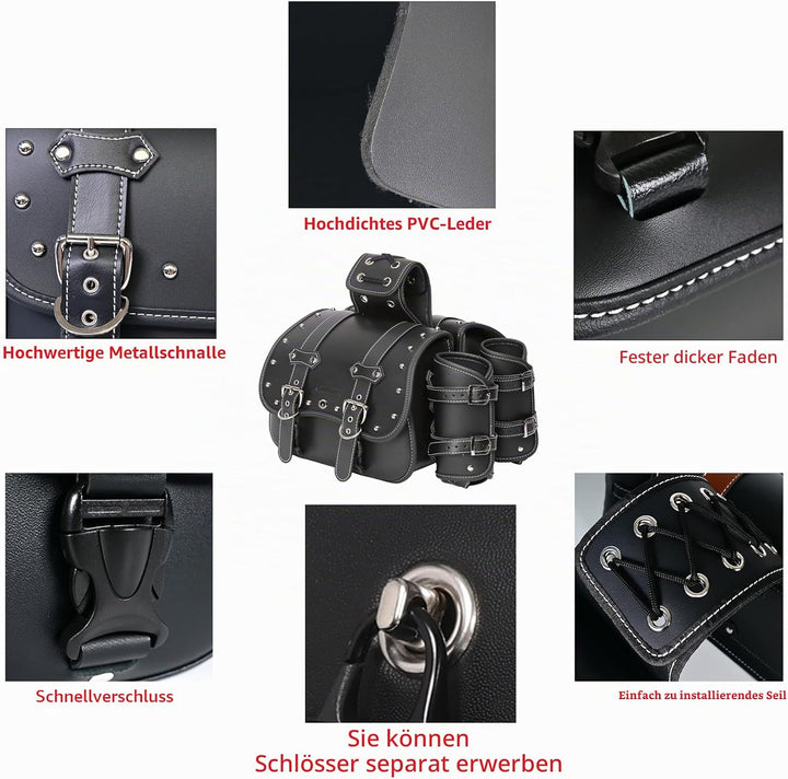Hochdichtes Leder-Motorrad-Saddebags,Überwurftaschen,Gepäckträger,Seitentaschen mit Getränkehalter,w