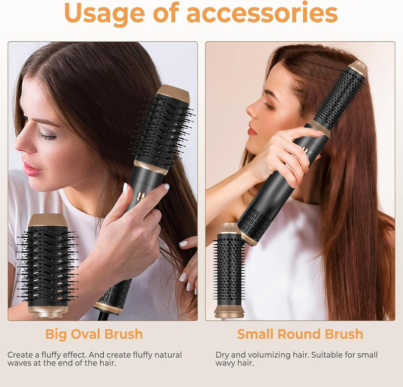 6 in 1 Airstyler Hairstyler, 30mm Lockenstab mit Luft,1000W Ionen Haartrockner, Multifunktionale Hai