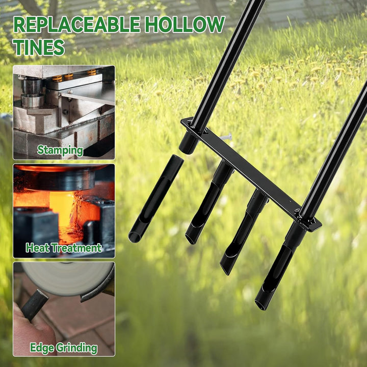 CDIYTOOL Rasenbelüfter, Gartenarbeit Rasen Aerato für Rasenpflege und verdichteten Boden, 4 Zinken H