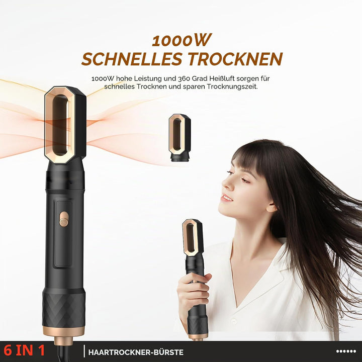 Hairstyler 6 in 1 Air Styler Set, 1000w Rundföhnbürste Haarstyler zum Trocknen und Stylen mit Air Cu