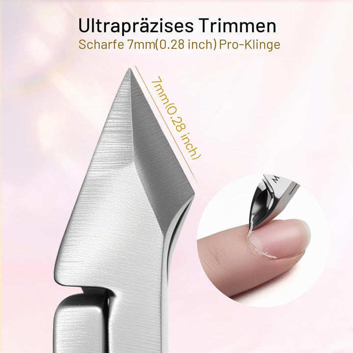 Makartt Nagelhaut Trimmer mit Nagelhautschieber, 3 PCS Rosa Zangen Nagelhaut Professionelle Pediküre
