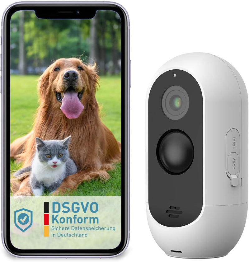 PetTec Outdoor Hundekamera Wireless - Wetterfeste WLAN-Kamera für Hunde mit 3MP, scharfem digitalem